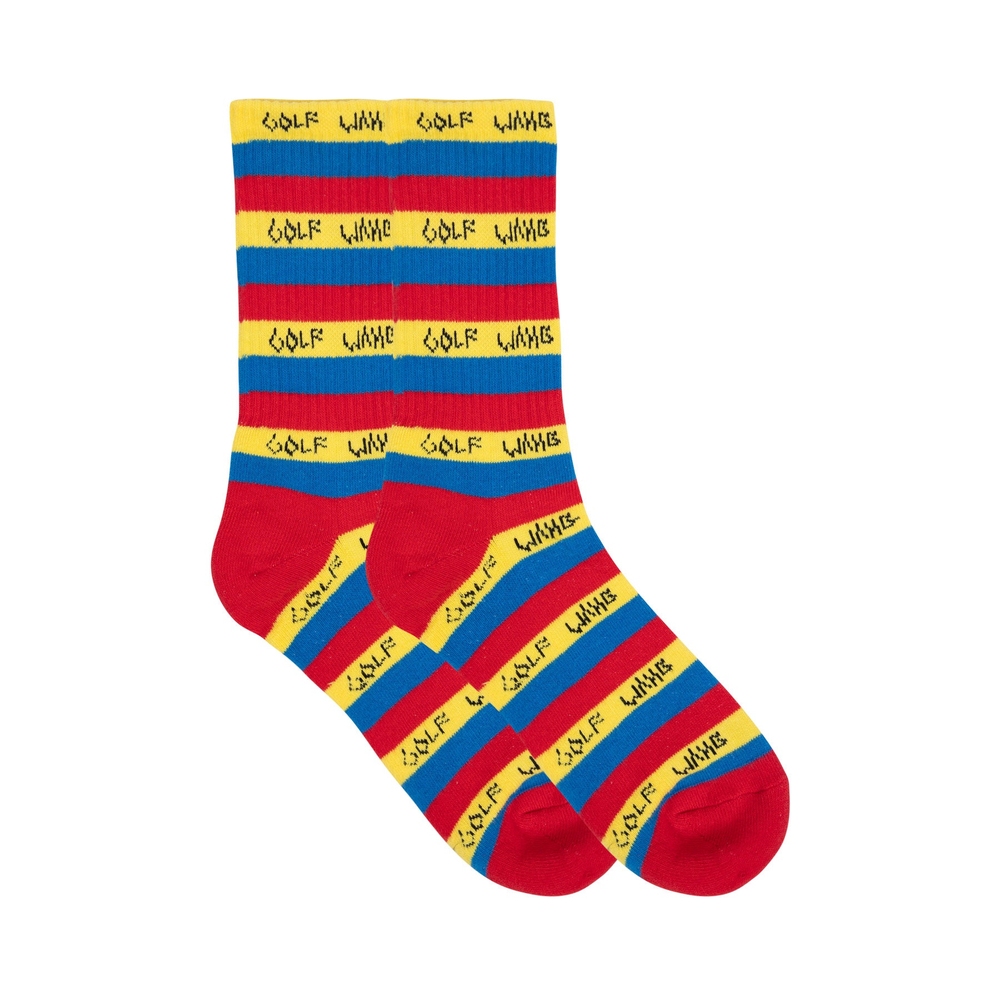 GOLF WANG MULTI STRIPE SOCKS Yellow/Blue/Red