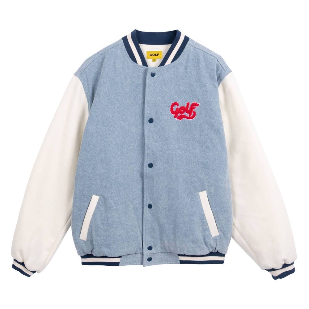 GOLF LETTERMAN JACKET Light Blue