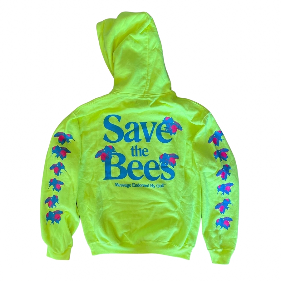 SAVE THE BEES HOODIE Safety Green