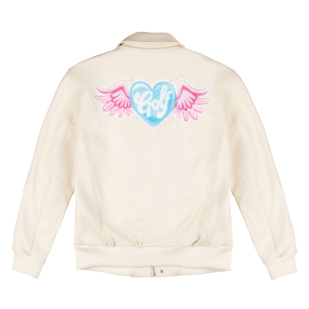 AIRBRUSH HEART BOMBER JACKET Ivory