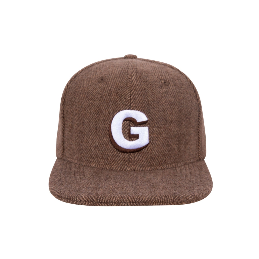 WOOL HERRINGBONE G LOGO HAT Brown