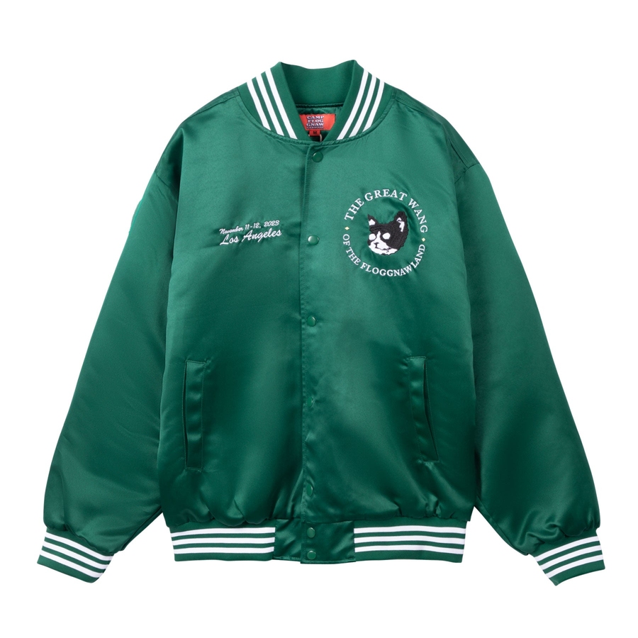 CFG SATIN VARSITY JACKET Green