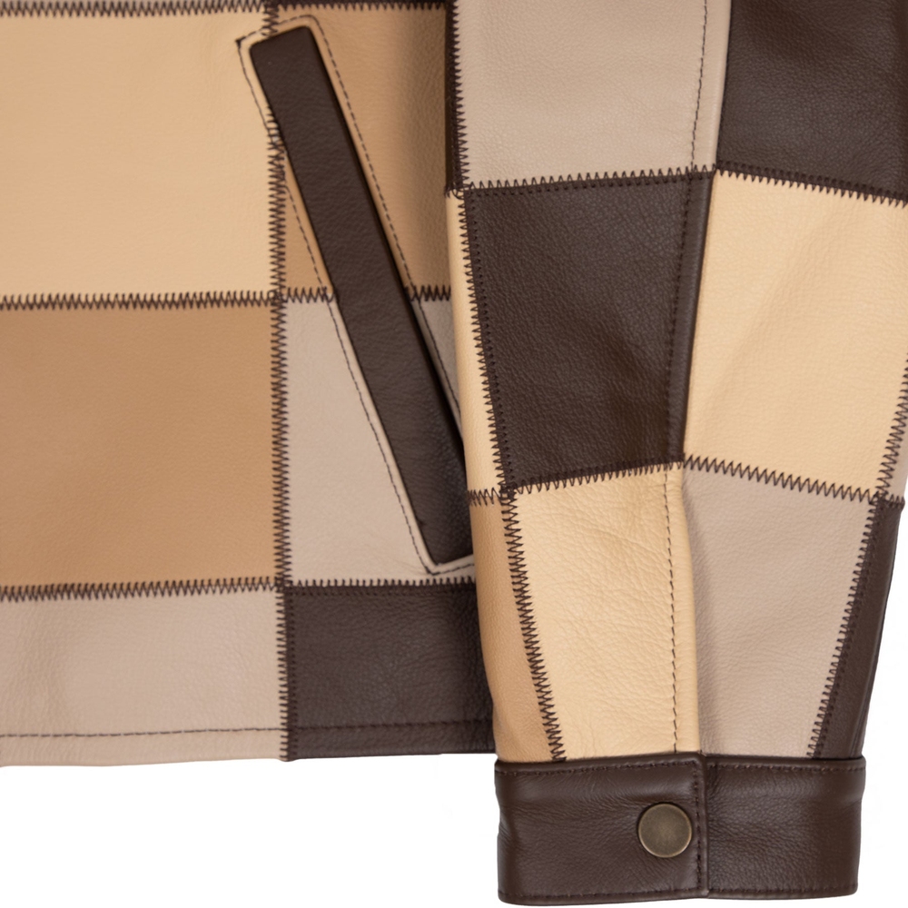 LEATHER PATCHWORK JACKET Brown Combo