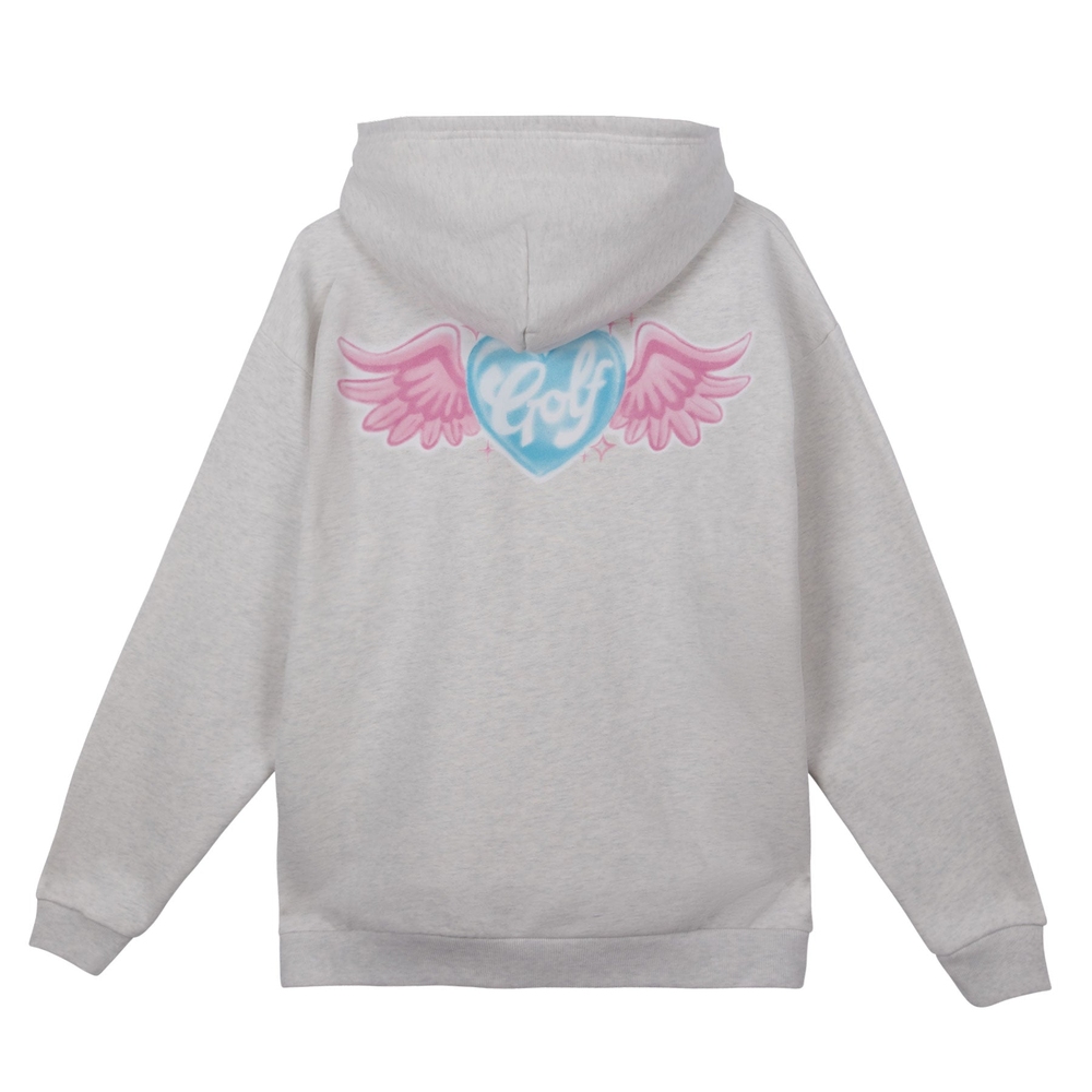 AIRBRUSH HEART HOODIE Grey