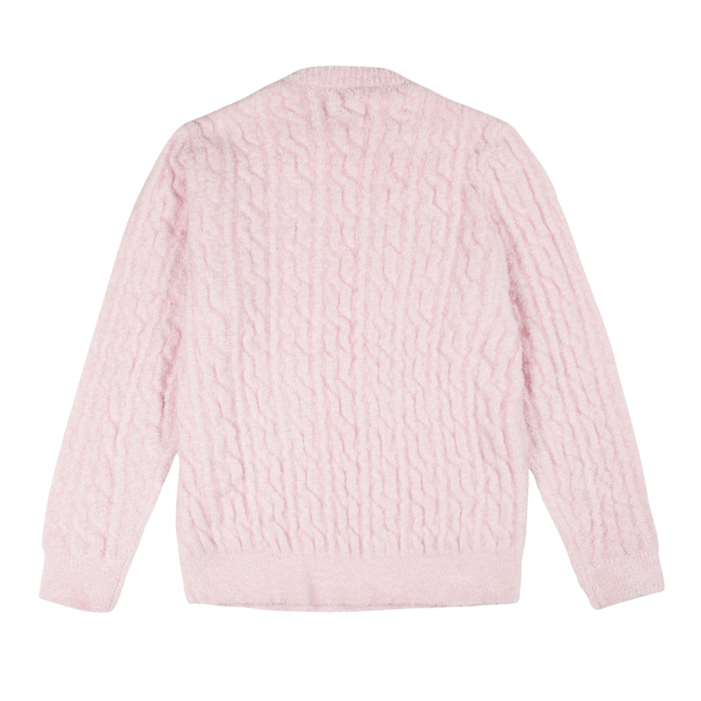 STRETCH TERRY CABLE SWEATER Pink