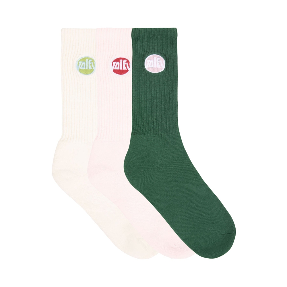 GOLFY SOCKS 3PK Cream/Pink/Brown