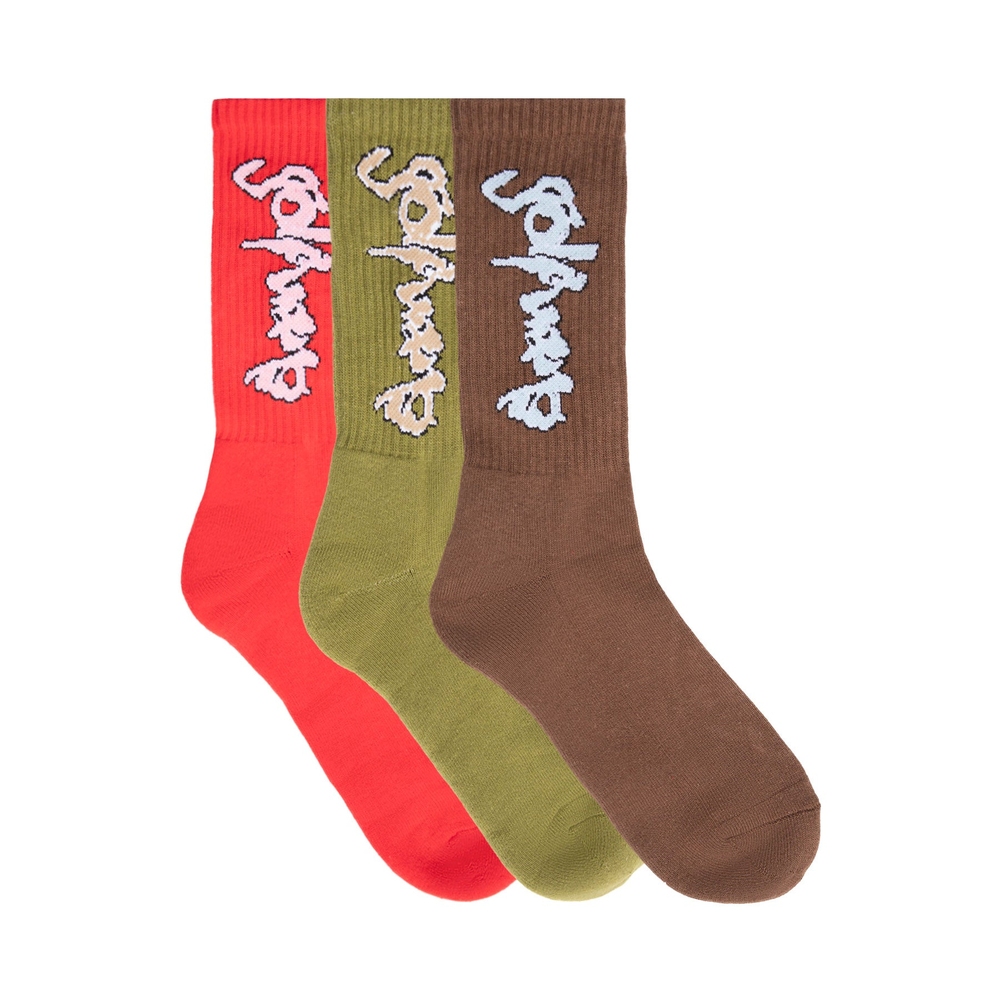 SAFARI SOCKS 3PK Red/Green/Brown