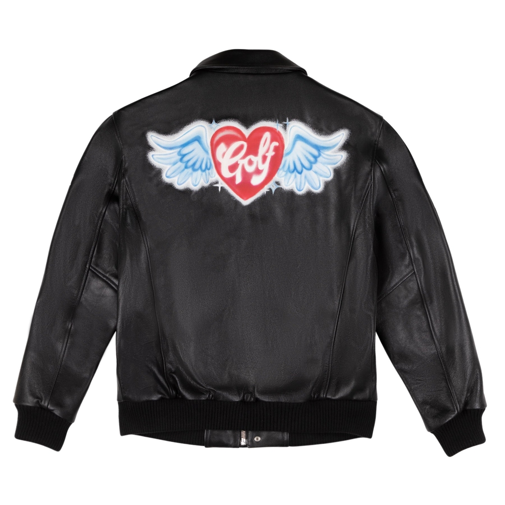 AIRBRUSH HEART BOMBER JACKET Black