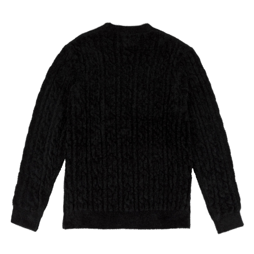 STRETCH TERRY CABLE SWEATER Black