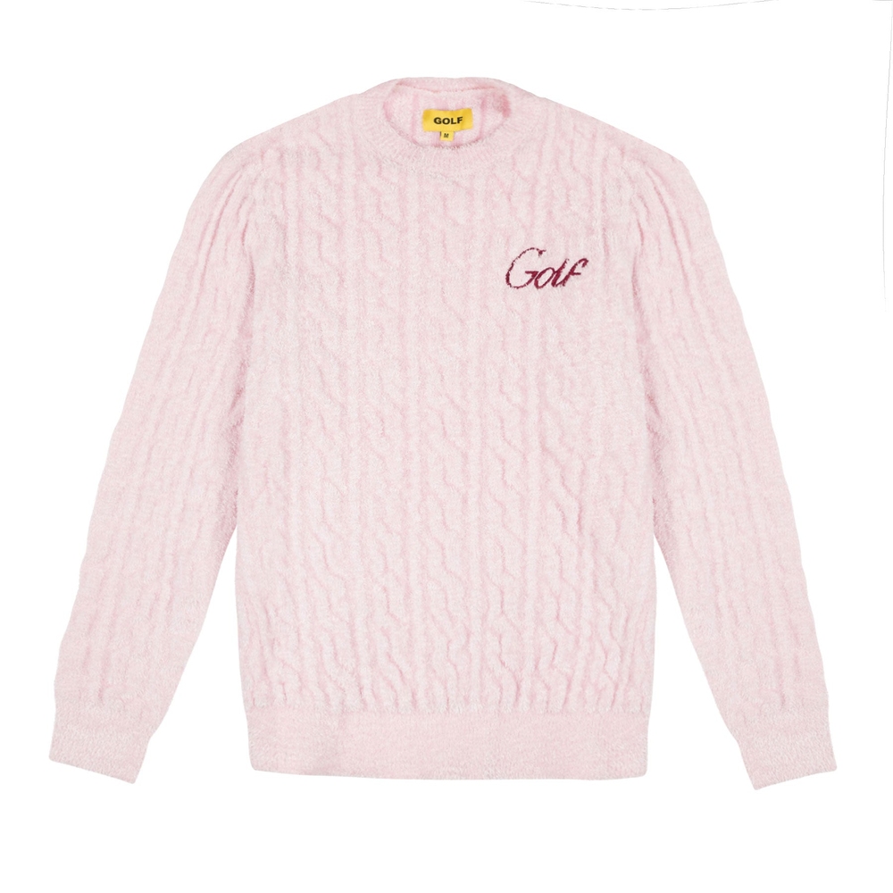 STRETCH TERRY CABLE SWEATER Pink