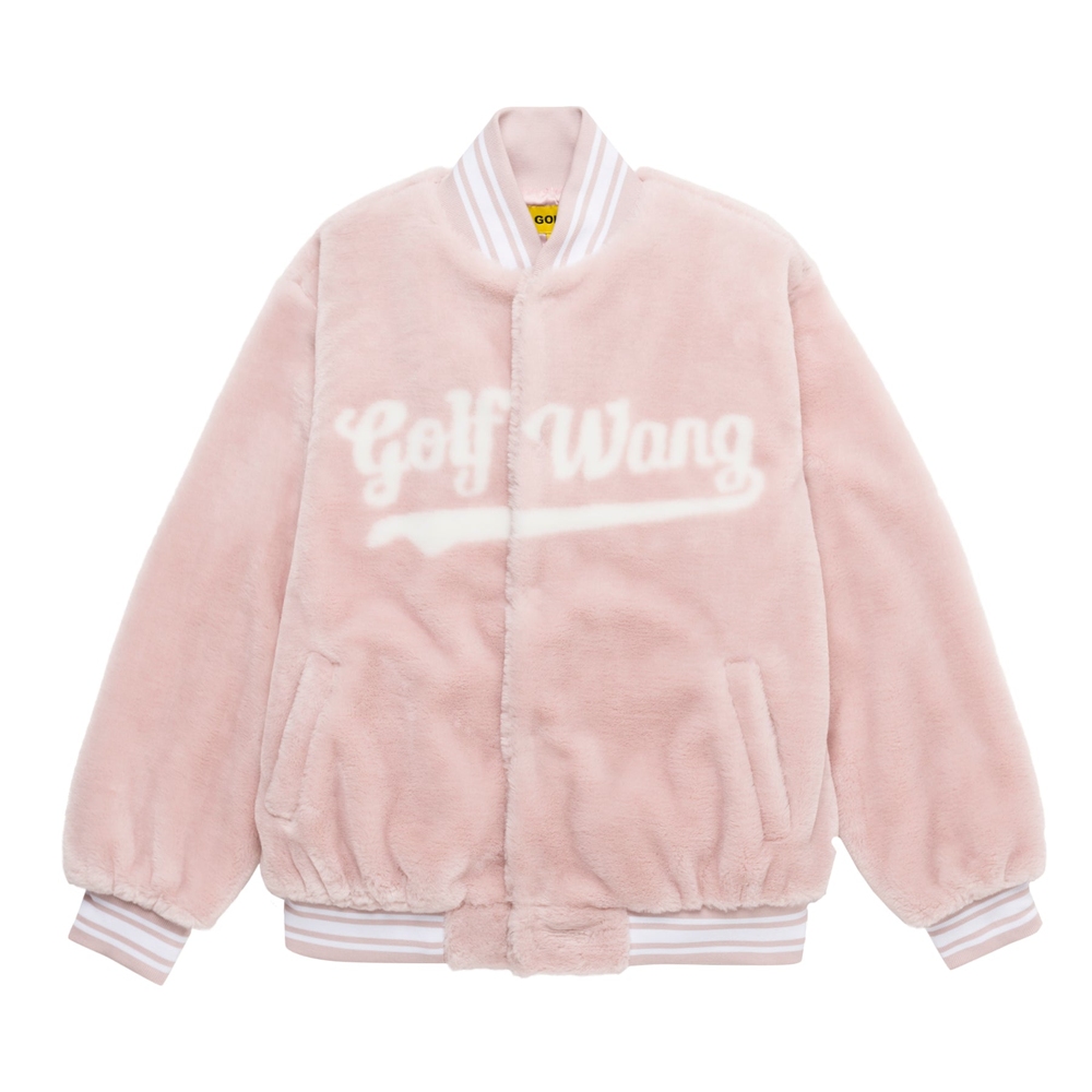 SCRIPT FUR BASEBALL JACKET Pink