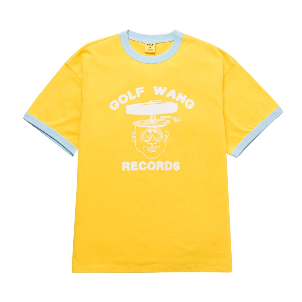 GOLF WANG RECORDS RINGER TEE Yellow/Blue