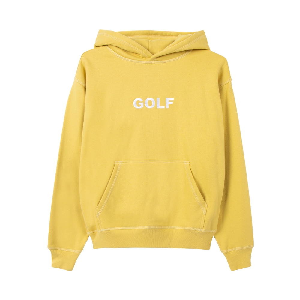 CONTRAST STITCH LOGO HOODIE Mustard