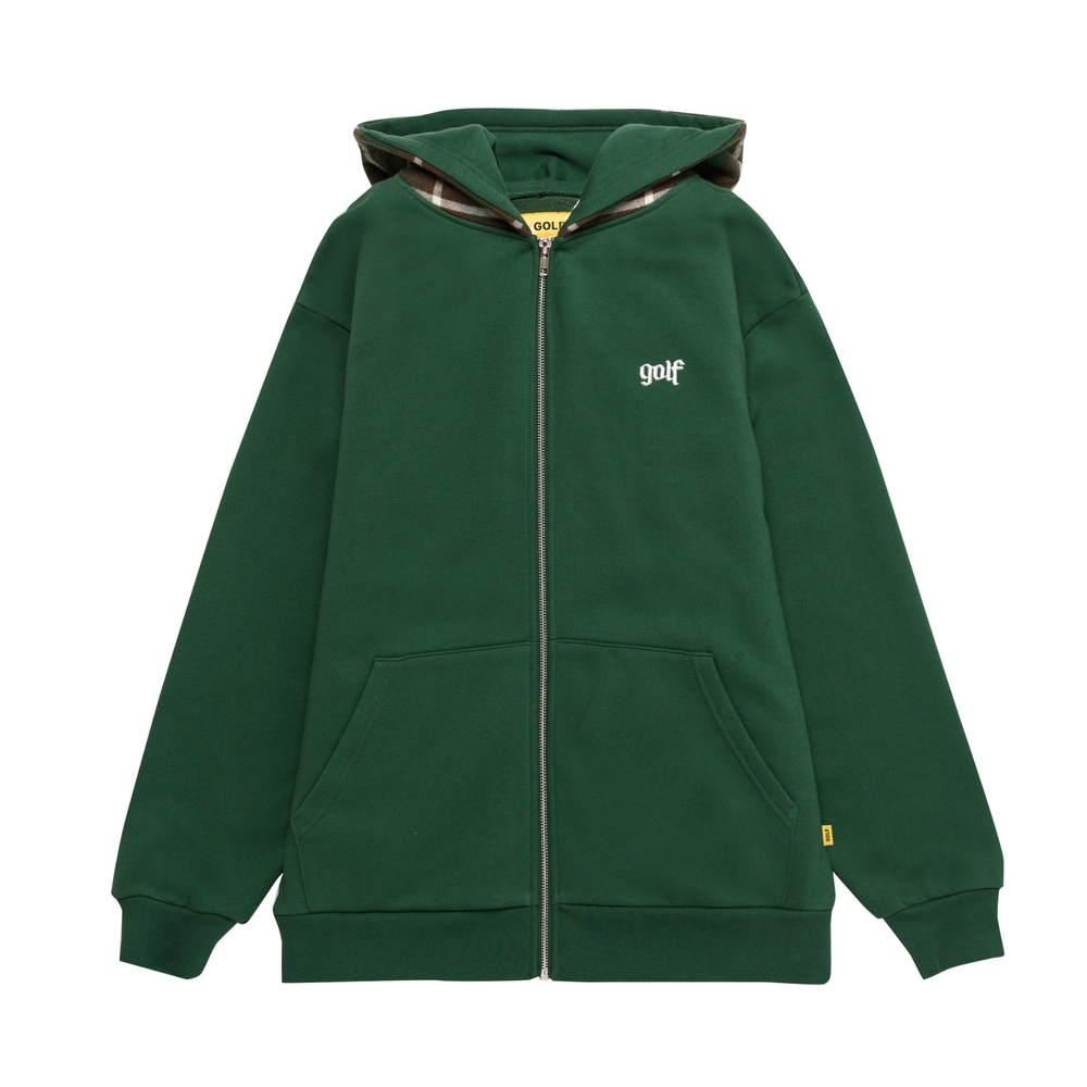 PLAID ZIP HOODIE Green/Brown Plaid