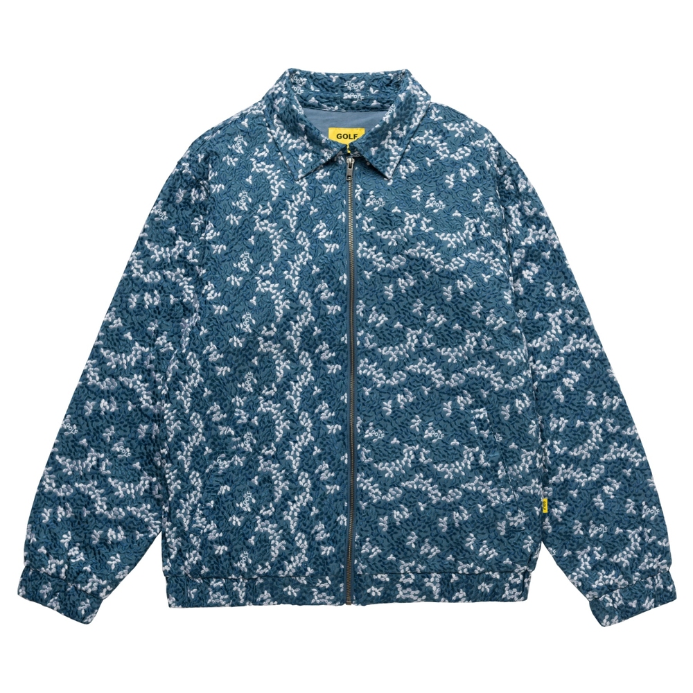 FLORAL EMBROIDERED HARRINGTON JACKET Blue