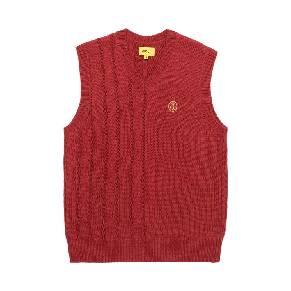 GRAND LOGO SPLIT CABLE VEST Red