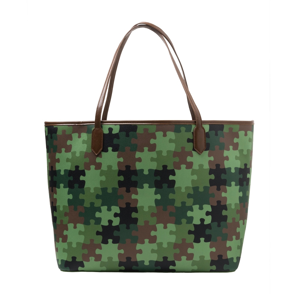 PUZZLE CAMO TOTE BAG Green Puzzle Camo