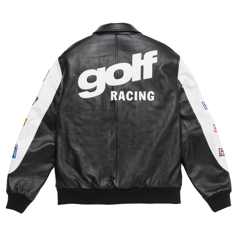 GOLF RACING LEATHER JACKET Black