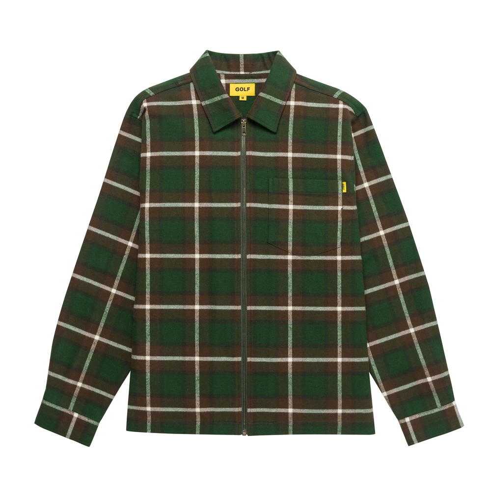 PLAID FLANNEL ZIP JACKET Ivory/Green/Brown