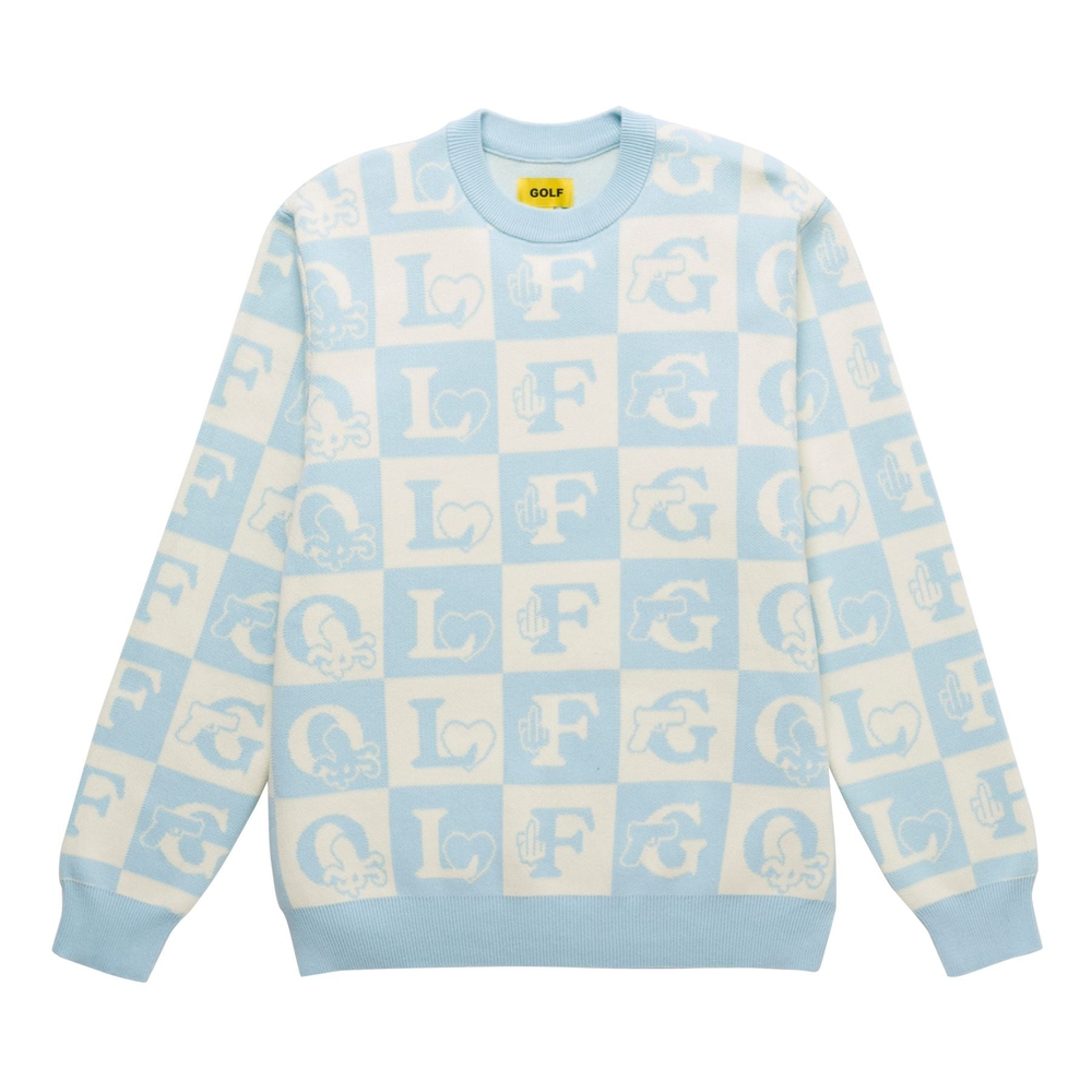 GOLF BLOCK SWEATER Ivory/Blue