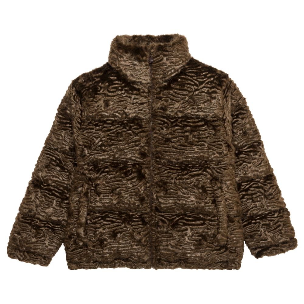 GRAND LOGO FUR DOWN JACKET Brown