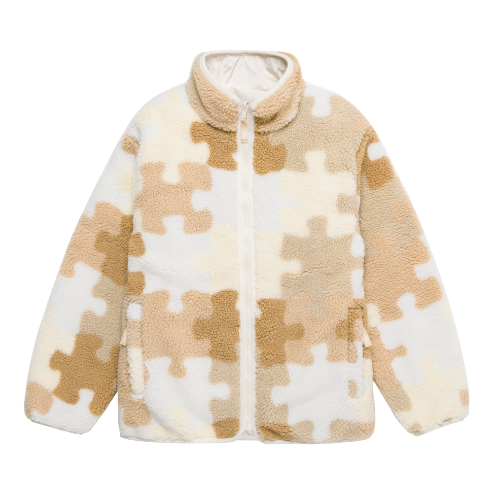 PUZZLE CAMO REVERSIBLE FLEECE JACKET Ivory