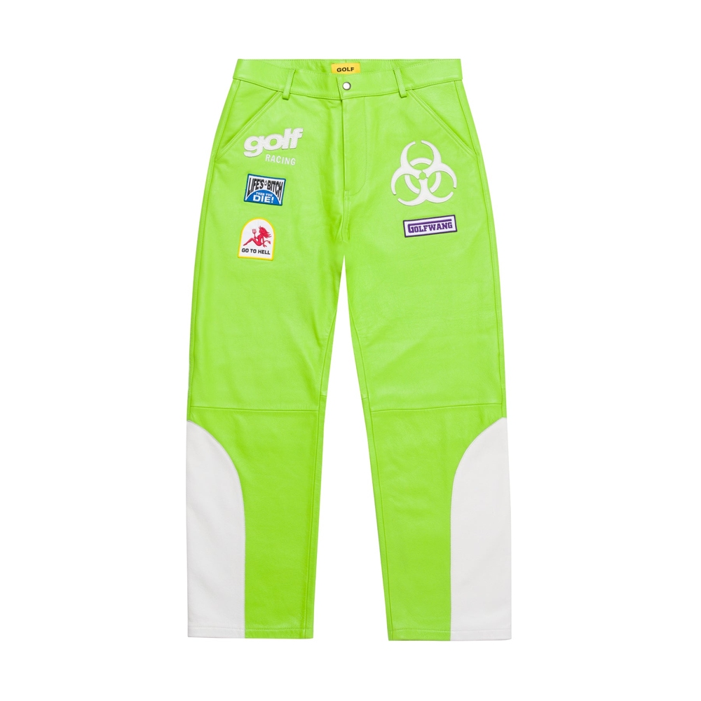 GOLF RACING HAZARD LEATHER PANT Green