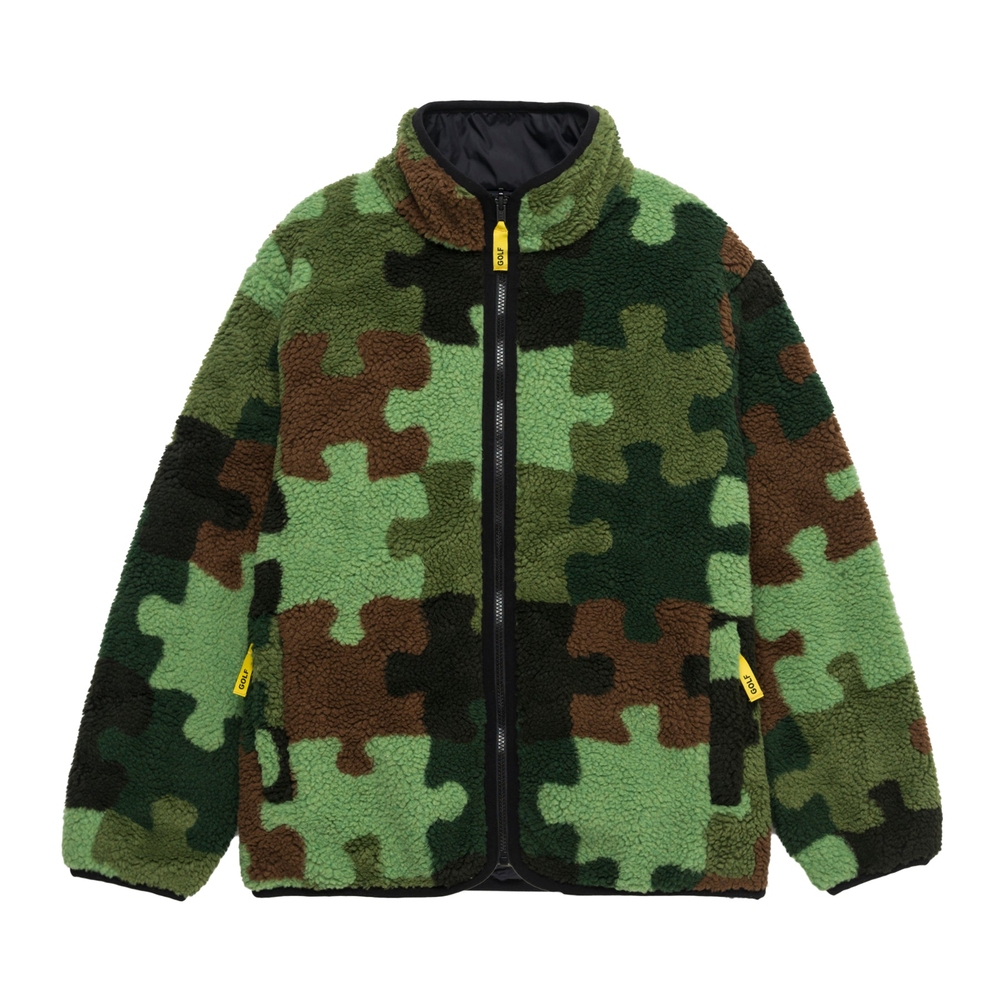 PUZZLE CAMO REVERSIBLE FLEECE JACKET Green