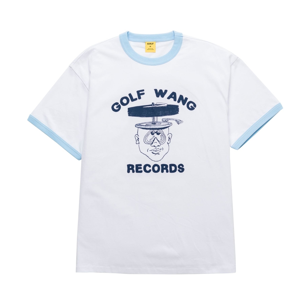 GOLF WANG RECORDS RINGER TEE White/Blue