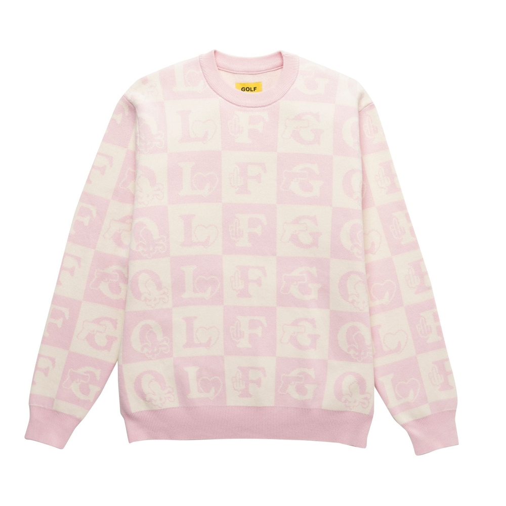 GOLF BLOCK SWEATER Ivory/Pink