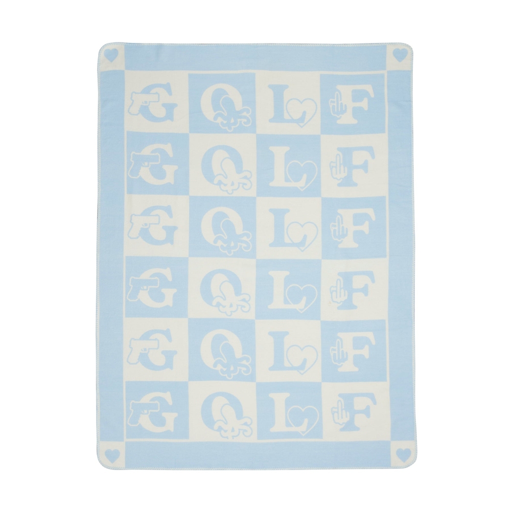 GOLF BLOCK BLANKET Blue/Ivory