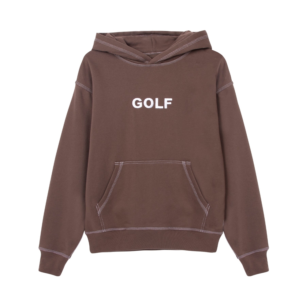 CONTRAST STITCH LOGO HOODIE Chocolate