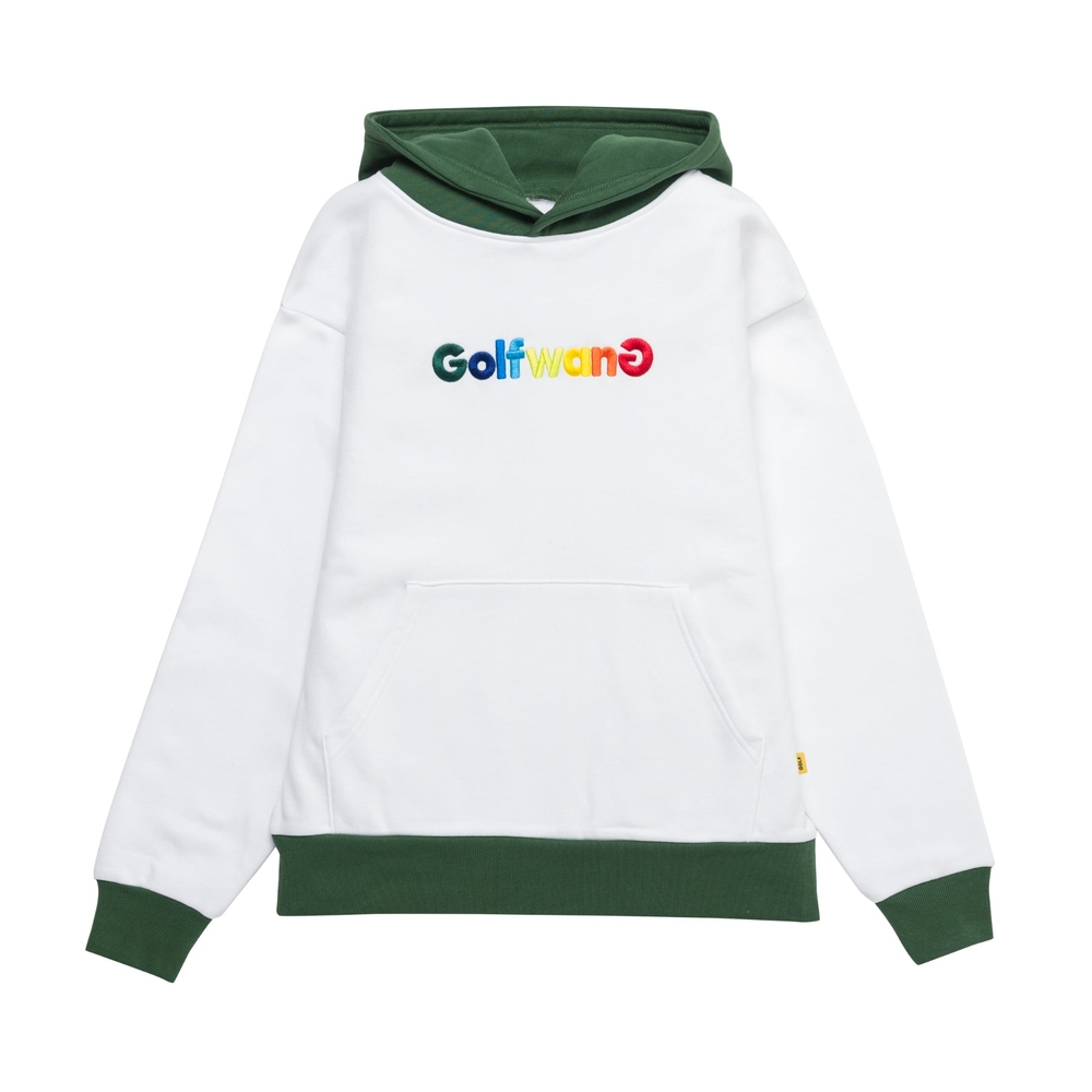 EMBROIDERED HAPPY LOGO HOODIE White/Green