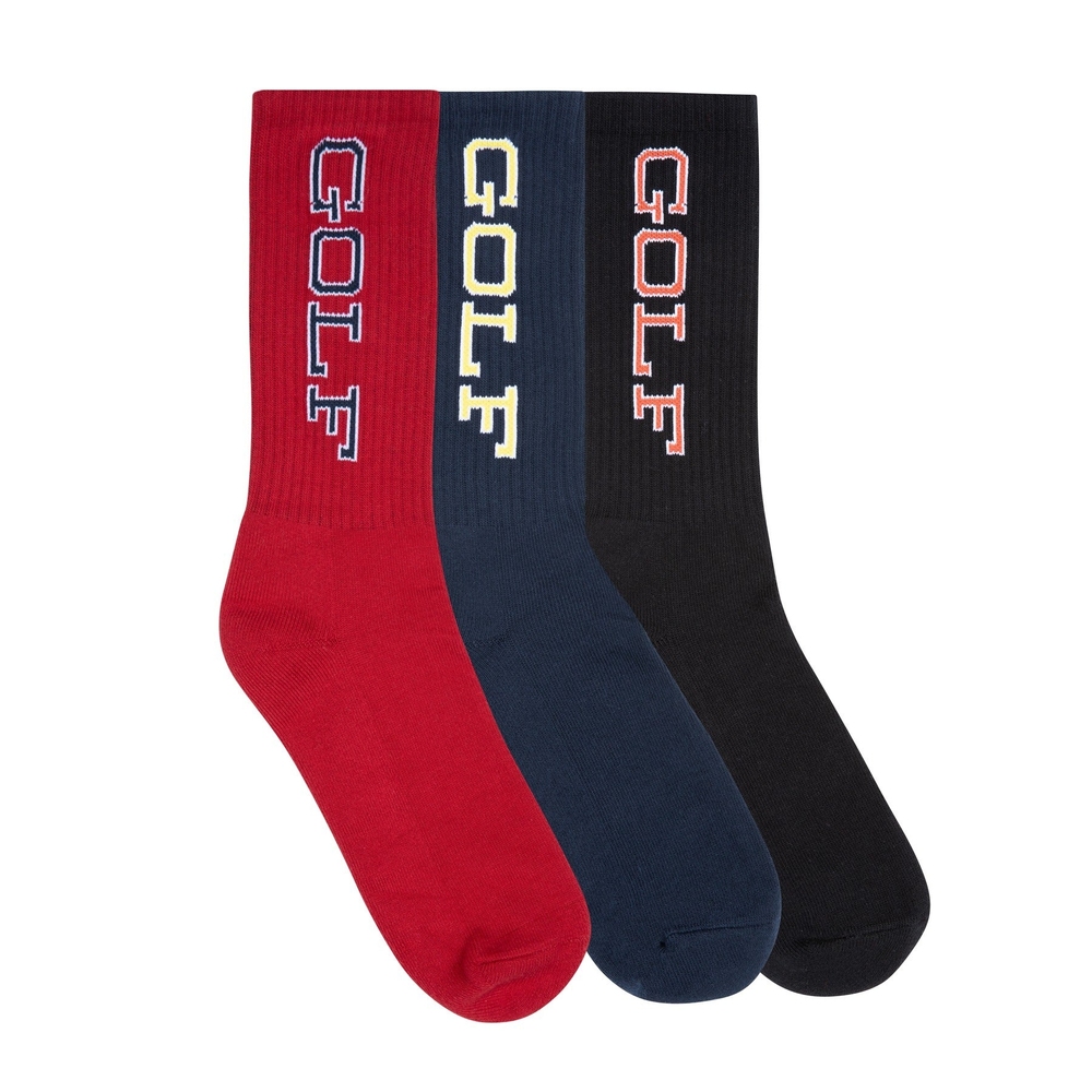 3PK STATE SOCKS Navy/Dark Red/Black