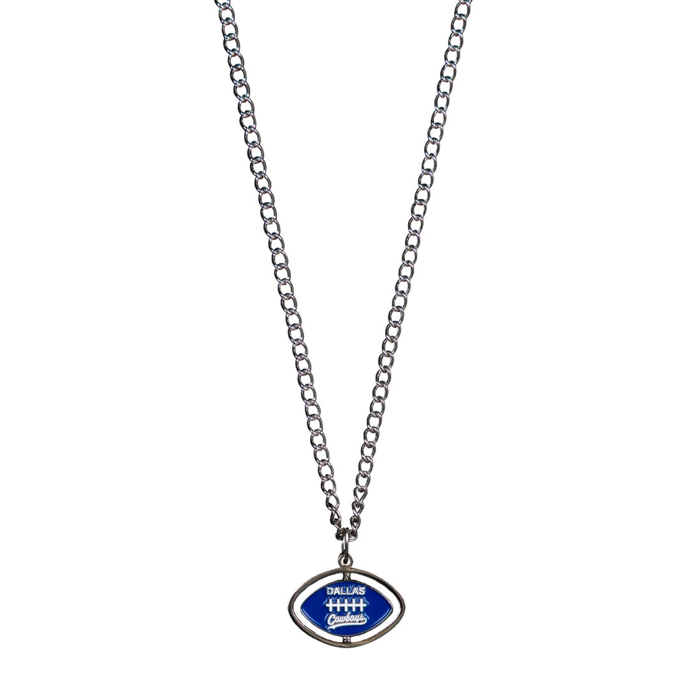 COWBOYS SPINNING FOOTBALL NECKLACE Silver/Surf The Web