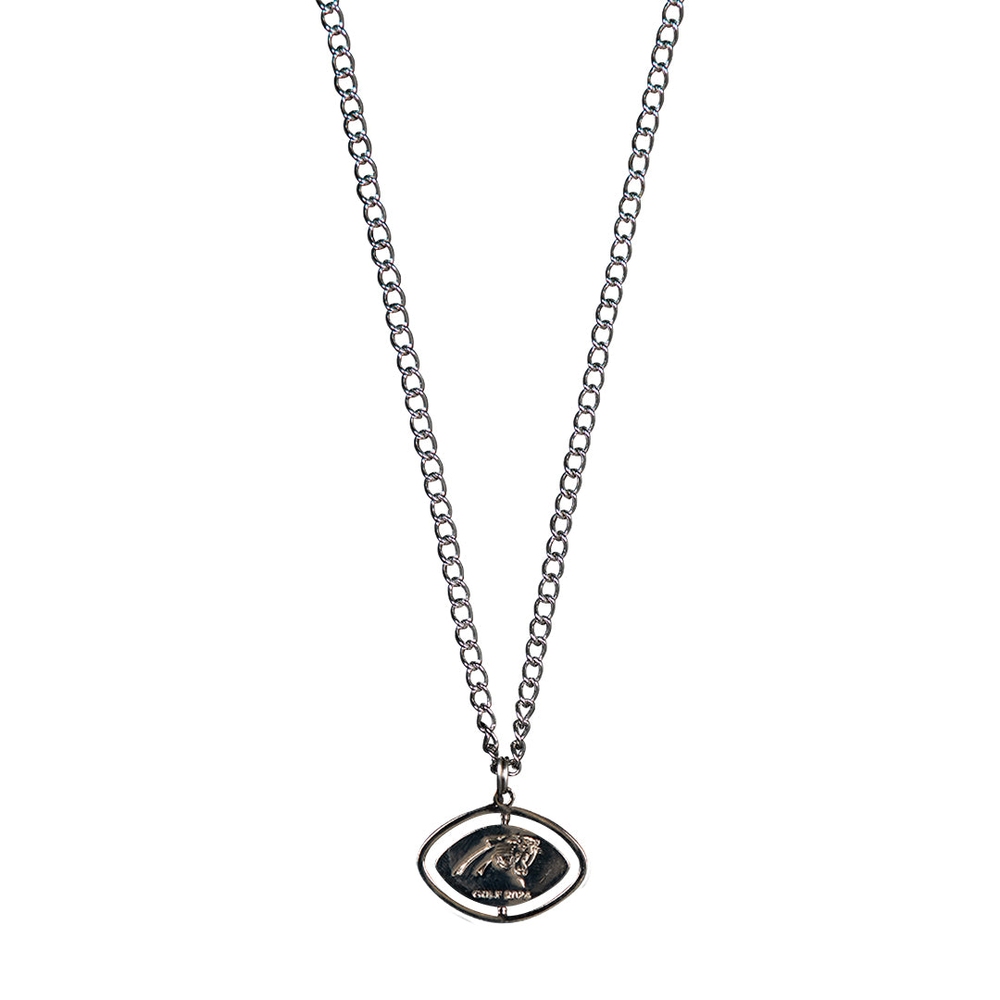 PANTHERS SPINNING FOOTBALL NECKLACE Silver/Diva Blue