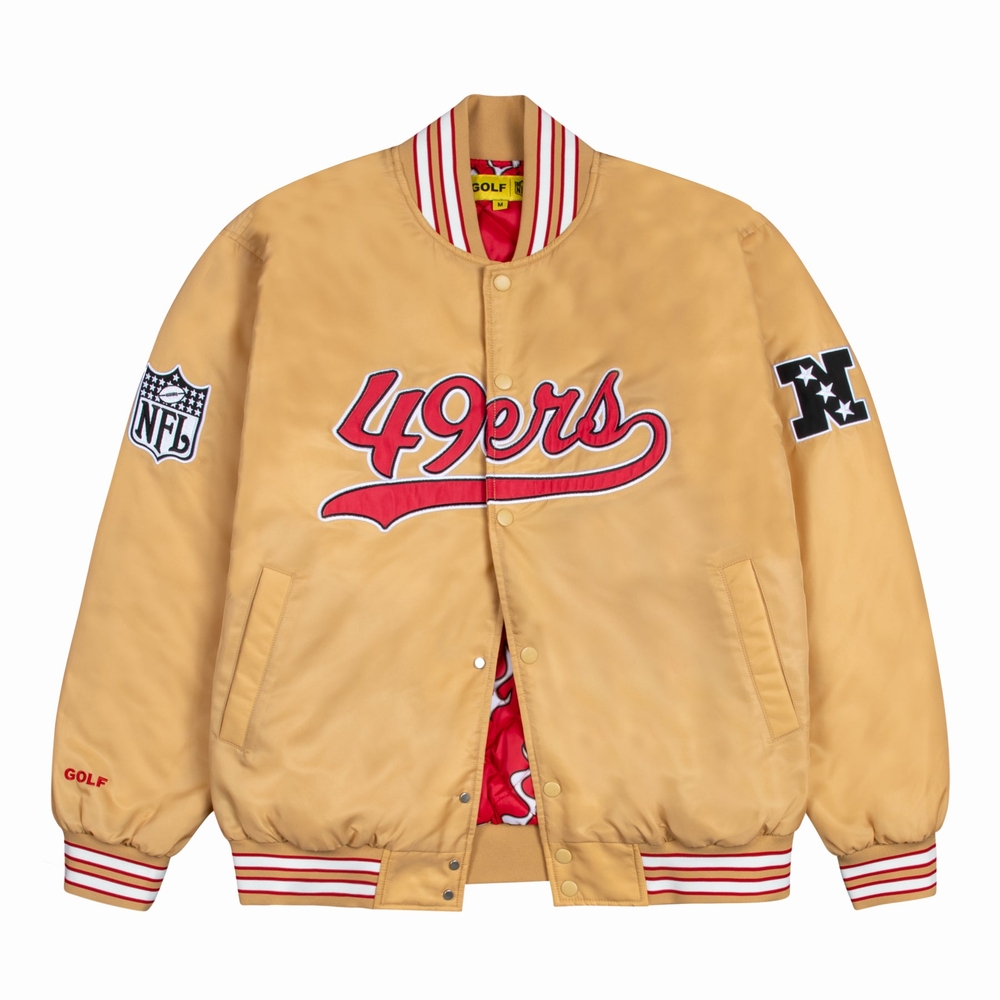 49ERS SATIN BOMBER JACKET Curry