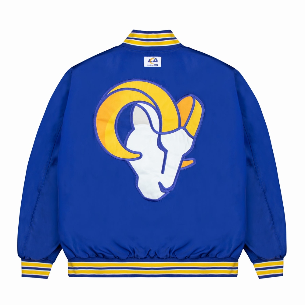 RAMS SATIN BOMBER JACKET Royal Blue