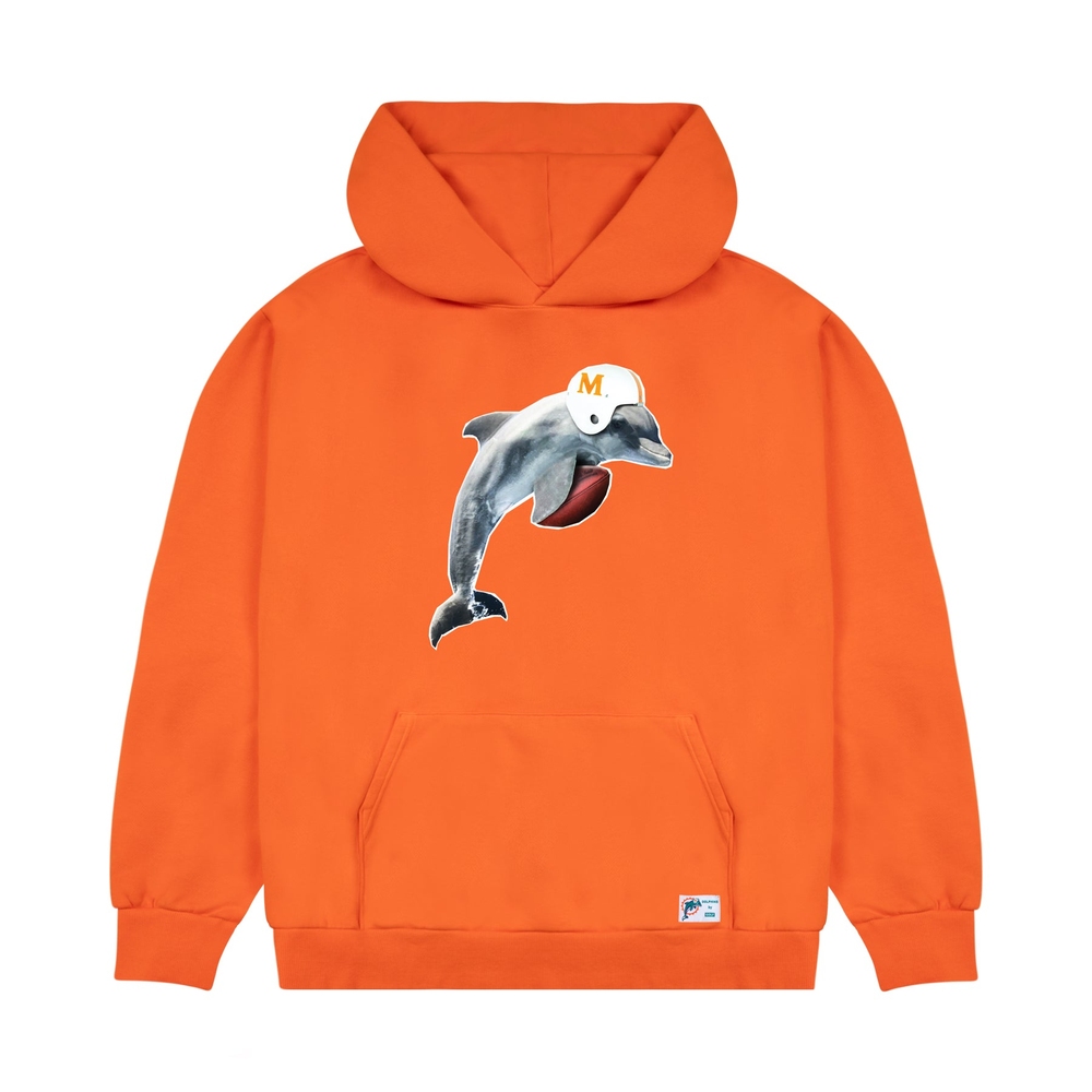 DOLPHINS CUTOUT HOODIE Red Orange