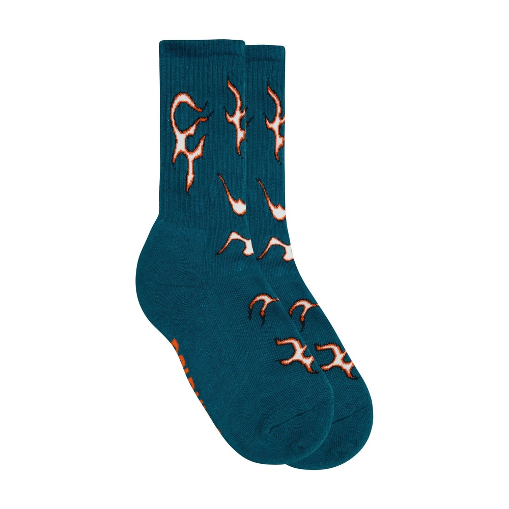 DOLPHINS 3PK SOCKS Teal Green Flame, Teal Green/Red Orange, Stretch Limo