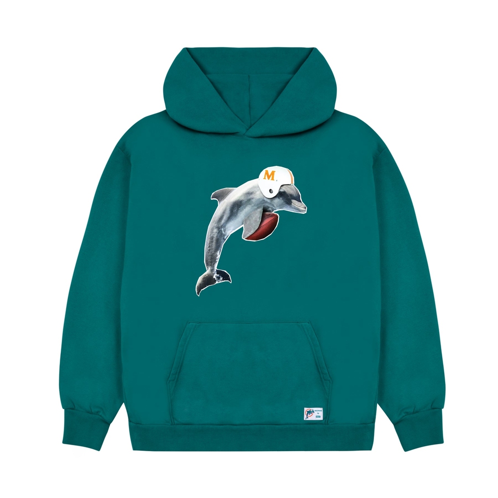 DOLPHINS CUTOUT HOODIE Teal Green