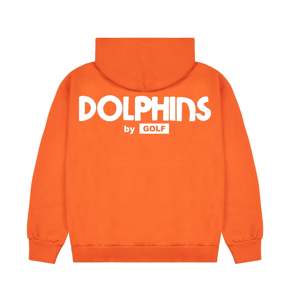 DOLPHINS CUTOUT HOODIE Red Orange