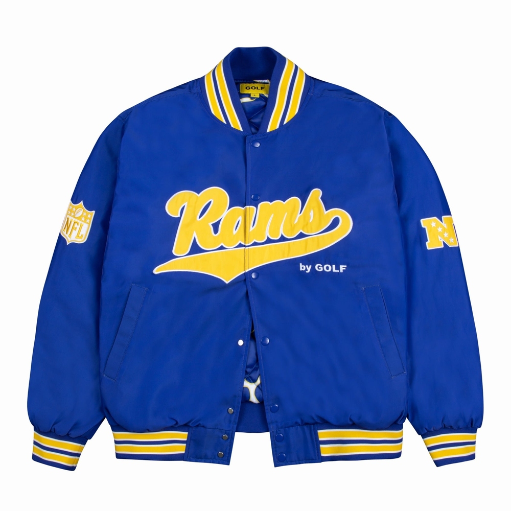 RAMS SATIN BOMBER JACKET Royal Blue