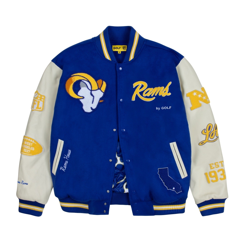 RAMS LETTERMAN JACKET Royal Blue