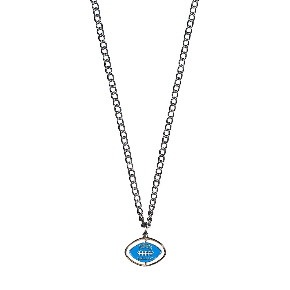 PANTHERS SPINNING FOOTBALL NECKLACE Silver/Diva Blue