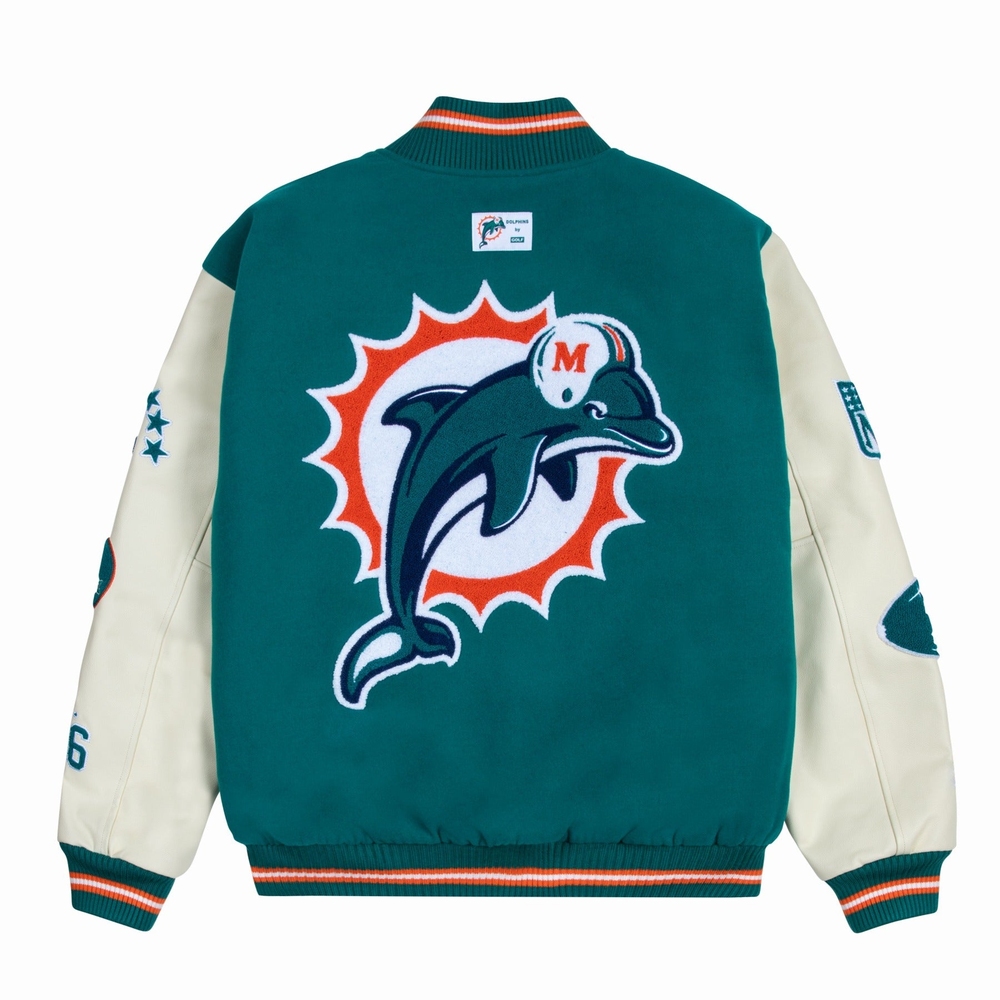 DOLPHINS LETTERMAN JACKET Teal Green