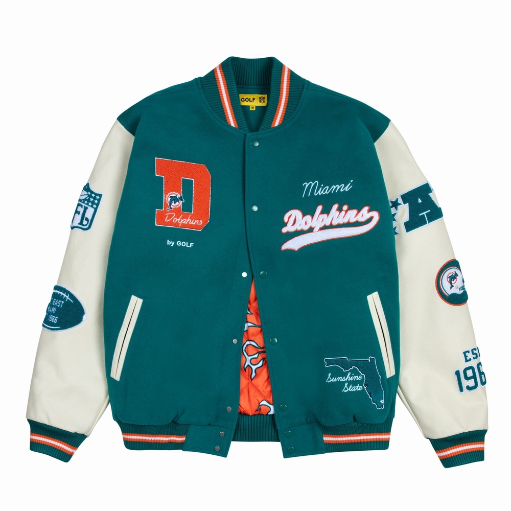 DOLPHINS LETTERMAN JACKET Teal Green