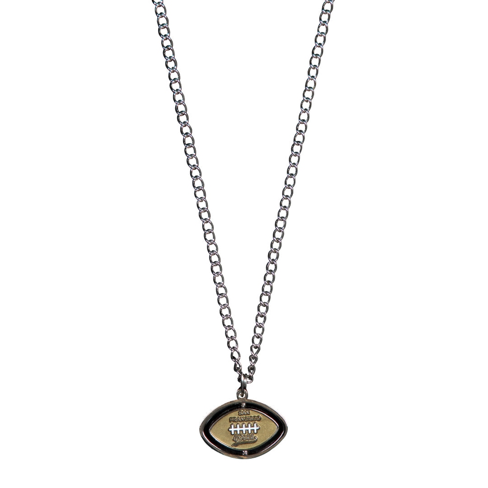 49ERS SPINNING FOOTBALL NECKLACE Silver/Curry