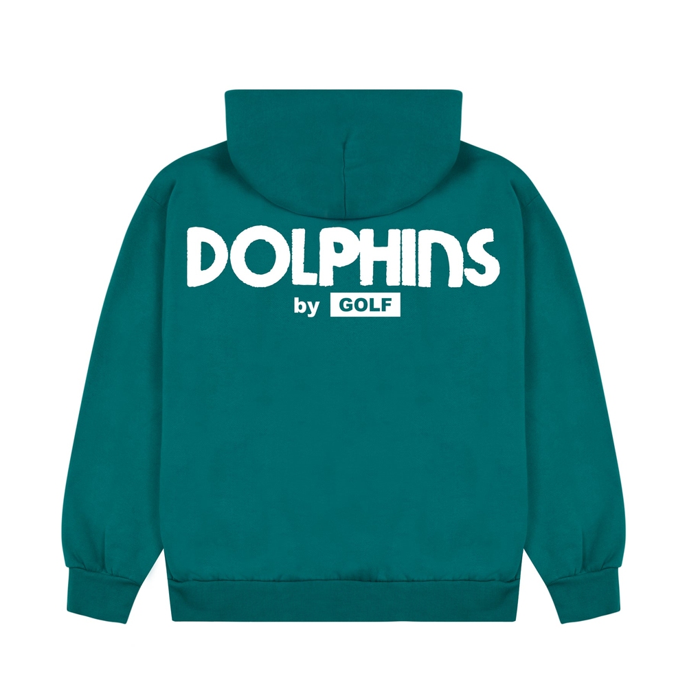 DOLPHINS CUTOUT HOODIE Teal Green