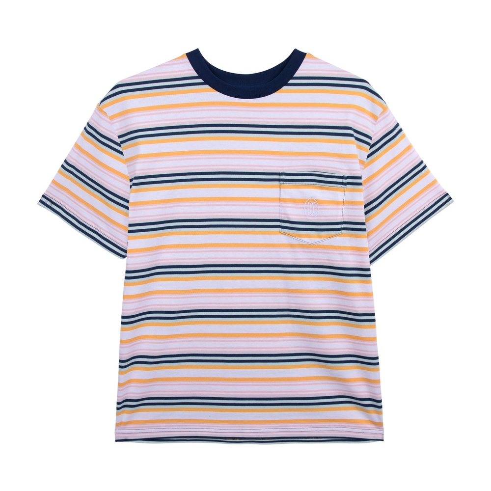 GRAND LOGO STRIPED POCKET TEE Navy